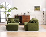 105' Modula Compression Sponge L-Shaped, Chesterfield-Inspired Design, No-Assembly Chenille Couch, 30D High-Density for Living Room, Bedroom, Apartment.Green.