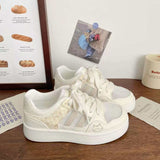 Cute Cat Design Low-Top White Shoes For Women, New Spring 2026 Collection, Versatile Fashion Casual Sneakers With Soft Sole And Unique Stylish Design