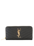 Saint Laurent Women Cassandre Matelassé Zip Around Wallet In Grain De Poudre Leather