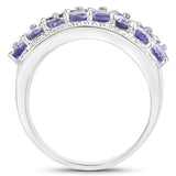 2.59 Carat Genuine Tanzanite .925 Sterling Silver Ring
