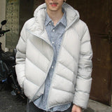 Mens Winter Thickened Warm Loose-Fit Coat With Diagonal Zipper