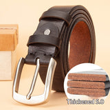 Mens Leather Belt Versatile Solid Pin Buckle Waistband