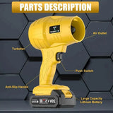 Turbo Jet Handheld Cordless Blower for Leaves, Dust & Car Drying