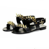 Men's Summer Leather Roman Sandals with Metal Rivets
