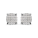 10K White Gold 3/4 Cttw Princess Diamond Composite Cushion Shape Stud Earrings (I-J Color, I1-I2 Clarity)