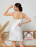 THXSILK Women's Silk Nightgown, 100% Real 19 Momme Mulberry Silk Sleepwear Round Neck Spaghetti Strap Chemise Nightdress