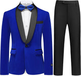 Boys Velvet Suits Slim Fit Tuxedo 2 Piece Kids Blazer Jacket Pants Formal Sizes 4-20 Fashion Ring Bearer Outfit for Wedding