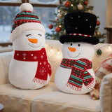 Lanpn Christmas Santa Snowman Throw Pillows Set of 2, Christmas Decoration Winter White Throw Pillows Soft Fleece Cute Throw Cushion for Sofa Bedroom Xmas Decor (19.5x17 inch & 18x14 inch)