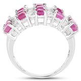 4.14 Carat Genuine Ruby and White Topaz .925 Sterling Silver Ring