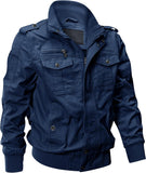 7DAY'S Men's Cotton Lightweight Multi Pockets Zip Front Stand Collar Military Jackets Windbreaker