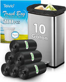 10 Gallon 200 Counts Extra Strong Trash Bags Tall Kitchen Garbage Bags by Teivio, 9 Gallon 10 Gallon,Bathroom Trash Can Bin Liners, Intended for Home,Plastic Bags for office kitchen Garden,Black