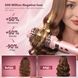 StyleVibe 6-in-1 Air Styler, Hair Dryer & Blow Dryer Brush with Auto Wrap Curl L/R, Fast Drying, Smooth Blowouts, Root-Lift Volume, No Heat Damage Frizz-Free Thermal Brush with Travel Bag