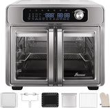 Romswi 26QT French Door Air Fryer Toaster Oven Combo, 24 Cooking Functions and Digital Controls, Fits 12" Pizza, 6 Slices of Toast, Rotisserie 6lb Chicken, 6 Accessories Included