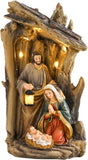 Yinns 9.8 Inch Christmas Nativity Sets, Light Up Nativity Scene Indoor, Manger Nativity Scene Figures Set Holy Family Christmas Tabletop Decotation