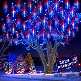 Kwaiffeo Christmas Lights Outdoor, 8 Tubes Meteor Shower Lights LED Snow Falling Icicle Cascading Light for Xmas Tree Wedding Decoration Party, UL Plug, White