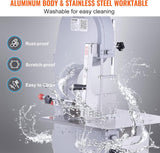 Commercial Electric Meat Bandsaw, 1500W Stainless Steel Countertop Bone Sawing Machine, Workbeach 19.3" x 15", 0.16-7.9 Inch Cutting Thickness, Frozen Meat Cutter with 6 Blades for Rib Pork Beef