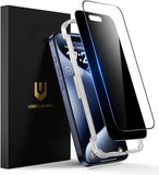 UNBREAKcable 2PCS Screen Protector for iPhone 16-1 Privacy Tempered Glass+1 Clear Glass Double Shatterproof [Easy Installation Frame] [9H Hardness] [Case Friendly] Anti-Scratch for iPhone 6.1 inch