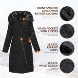 IKAZZ Women's Winter Coats, Thickened Warm Insulated Vegan Down Long Parka Jacket with Hood