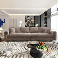 102.4 'Plush Corduroy 4-Seat Sofa,Modern Comfy Upholstered Sofa Cloud Couch,Deep Seat Couches with Soft Pillows and Movable Ottoman,Convertible Sofa Lounge Chair,for Living Room,Apartment,Office,Camel