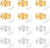 Brightown 12 Pack LED Fairy Lights Battery Operated String Lights - 7ft 20LED Waterproof Silver Wire Firefly Starry Moon Lights for DIY Crafts Wedding Table Centerpieces Party Bedroom Christmas