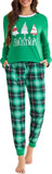 difficort Womens Christmas Pajamas Long Sleeve Pj Set Soft Plaid Pants Sleepwear with Pockets