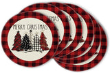 Artoid Mode Waterclor Buffalo Plaid Christmas Trees Placemats Set of 4, 12x18 Inch Winter Table Mats for Outdoor Home Party Kitchen Dining Decor