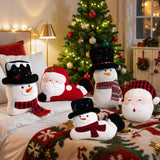 Lanpn Christmas Santa Snowman Throw Pillows Set of 2, Christmas Decoration Winter White Throw Pillows Soft Fleece Cute Throw Cushion for Sofa Bedroom Xmas Decor (19.5x17 inch & 18x14 inch)