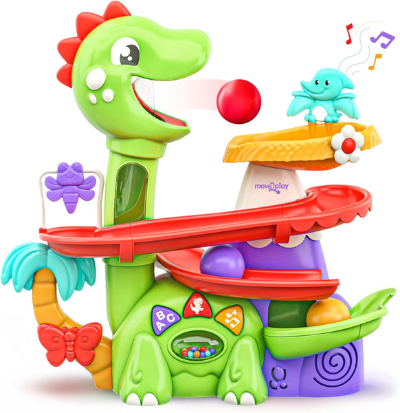 Move2Play, Air-Powered Dinosaur Ball Popper | 30+ Songs, Sayings, & Lights | Baby & Toddler Toys Ages 6 7 8 9 10 12+ Months | Boy & Girl Gift for 1, 2+ Year Olds | Birthday Present