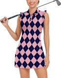 WOWENY Tennis Dress Polo Buttons Golf Dresses with Built in Shorts and Pockets Ruffle Sleeveless Athletic Workout Dress