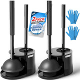 2Pack 2 in 1 Toilet Brush and Plunger Set, Extended Handle Plunger,Toilet Bowl Brush Plunger Set,Bathroom Cleaning Tools,Toilet Brush Plunger Combo,Cleaning Brush,Cleaning Supplies