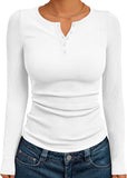 7DAY'S Queen Womens Long Sleeve Shirts 2025 Henley Casual Fall Outfits Fitted Tops Ribbed Fashion Basic Tees