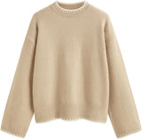 CIDER Womens Sweater Long Sleeve Split Hem Color Block Crew Neck Tops Fall Outfits