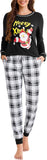 difficort Womens Christmas Pajamas Long Sleeve Pj Set Soft Plaid Pants Sleepwear with Pockets