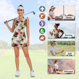 WOWENY Tennis Dress Polo Buttons Golf Dresses with Built in Shorts and Pockets Ruffle Sleeveless Athletic Workout Dress