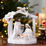 Alupssuc Nativity Set for Christmas Indoor Nativity Scene Decoration, Sculpted Hand Painted Nativity Figurines Scene with Manger, Nativity Figures Sets for Indoor Tabletop Decorations, White