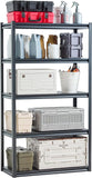 VEVOR Storage Shelving Unit, 5-Tier Adjustable, 2000 lbs Capacity, Heavy Duty Garage Shelves Metal Organizer Utility Rack, Black, 36" L x 18" W x 72" H for Kitchen Pantry Basement Bathroom Laundry