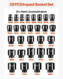 VEVOR Impact Socket Set 3/4 Inches 29 Piece Impact Sockets, 6-Point Sockets, Rugged Construction, CR-M0, 3/4 Inches Drive Socket Set Impact SAE 3/4 inch - 2-1/2 inch, with a Storage Cage
