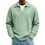 Waffle-Paneled Polo Shirt Mens Lapel Knitwear