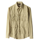 Mens Long-Sleeve Fashionable Casual Solid-Color Shirt