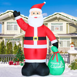 GOOSH 10.3 FT Waving Christmas Inflatable Santa Decorations, Outdoor Christmas Santa Claus with Gift Bag&Animated Hand Blow Up Yard Decor with Built-in LEDs for Xmas Holiday Party Garden Lawn