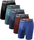 BAMBOO COOL Men's Long Boxer Briefs Performance Long Leg Sports Boxer Brief Underwear MultiPack
