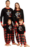 IFFEI Matching Family Pajamas Sets Christmas PJ's Letter Print Top and Plaid Bottom Sleepwear Jammies with Pockets