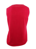 Kasper Womens Embellished Scoop-Neck Shell