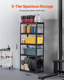 VEVOR Storage Shelves, 2000 lbs, 5 Tier Garage Storage Shelving, 16" D x 32" W x 72" H Adjustable Metal Shelves for Garage Shelves Utility Rack Shelf, Ideal for Kitchen, Warehouse, Basement, Black