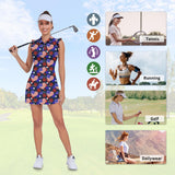 WOWENY Tennis Dress Polo Buttons Golf Dresses with Built in Shorts and Pockets Ruffle Sleeveless Athletic Workout Dress