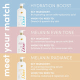 Dove Exfoliating Body Wash Melanin Even Tone Promotes Even Skin Tone 5% pro-ceramide serum with BHA 18.5 oz