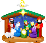 8FT Christmas Inflatables Nativity Scene, Blow Up Christmas Nativity Scene, LED Lighted The Birth of Jesus Scene Inflatables Decor, Christmas Outdoor Inflatable Decor for Xmas Yard Lawn Patio