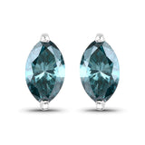 0.69 Carat Genuine Blue Diamond 14K White Gold Earrings
