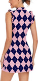 WOWENY Tennis Dress Polo Buttons Golf Dresses with Built in Shorts and Pockets Ruffle Sleeveless Athletic Workout Dress