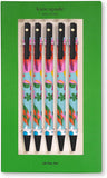 Kate Spade New York Black Ink Pen Set of 5, Cute Plastic Click Pens, Dots and Stripes